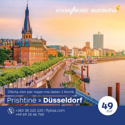 Eurokoha -Fluturime të sigurta nga Prishtina drejt Dusseldorfit